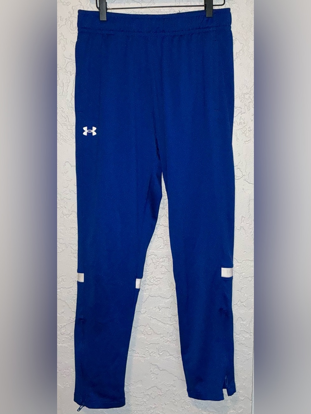Under Armour Royal Blue & White Warm Up Pants with Zipper on Ankles